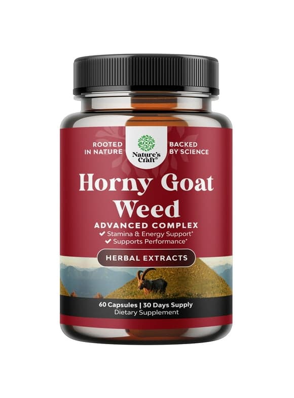 Horny Goat Weed Extract Complex - Invigorating Blend with Tribulus Saw Palmetto L Arginine and Tongkat Ali Extract and Maca Root for Men and Women for Enhanced Energy and Stamina - 60 Capsules