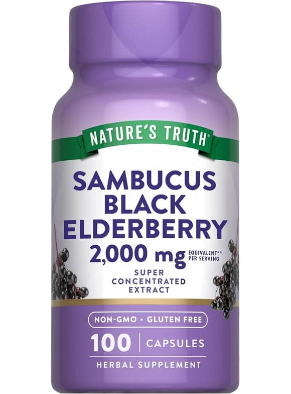 Black Elderberry Capsules 2000mg | 100 Count | Super Concentrated Sambucus Extract | Non-GMO, Gluten Free | By Nature's Truth