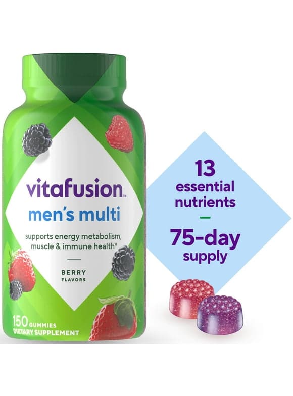 vitafusion Adult Multivitamin Gummies for Men, Berry Flavored Daily Vitamin Supplement, 150 Count