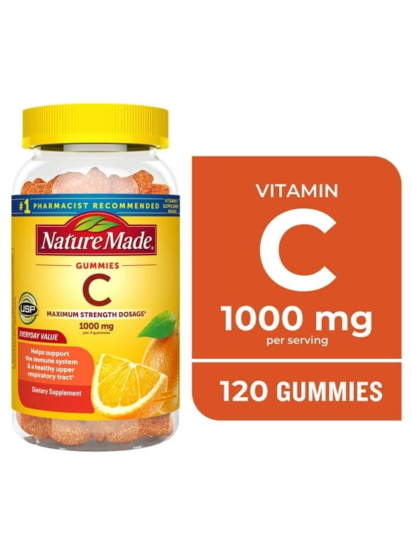 Nature Made Vitamin C Gummies Maximum Strength Dosage Vitamin C 1000mg Per Serving, 120 Ct