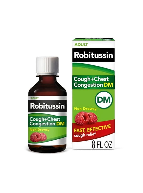 Robitussin Adult Cough Congestion DM and Cold Medicine, Raspberry, 8 Fl Oz