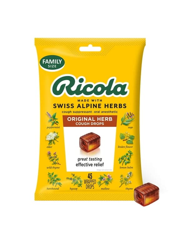 Ricola Original Herb Soothing Cough Drops - Throat Relief & Cough Suppressant, 45 Count