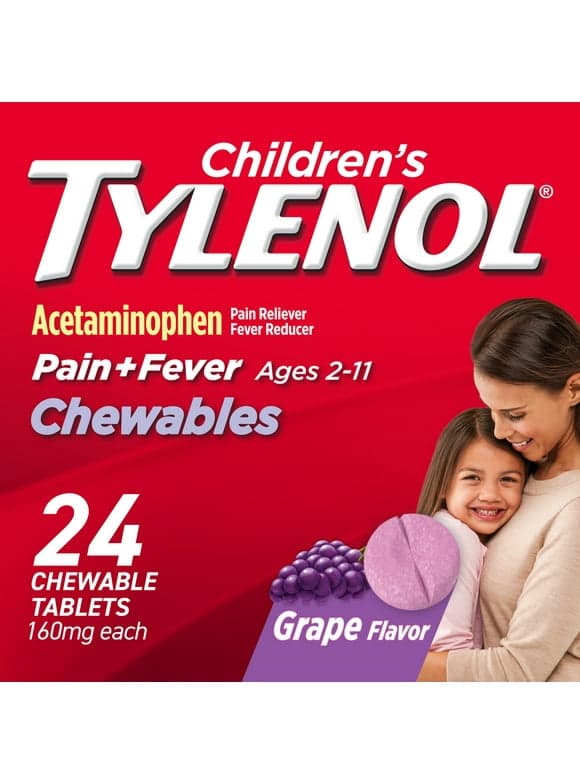 Children's Tylenol Chewables with 160 mg Acetaminophen, Grape, 24 Ct