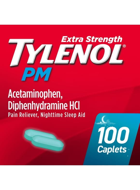 Tylenol PM Extra Strength Pain Reliever & Sleep Aid Caplets, 100 Ct